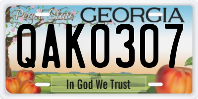 GA license plate QAK0307