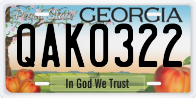 GA license plate QAK0322