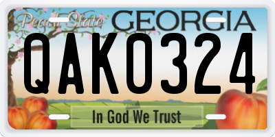 GA license plate QAK0324