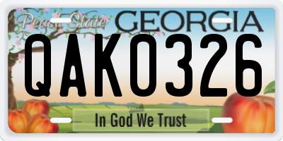GA license plate QAK0326