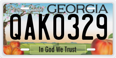 GA license plate QAK0329