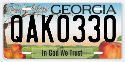 GA license plate QAK0330