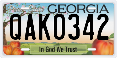 GA license plate QAK0342