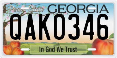 GA license plate QAK0346