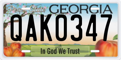 GA license plate QAK0347