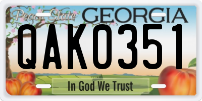 GA license plate QAK0351