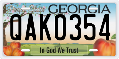 GA license plate QAK0354