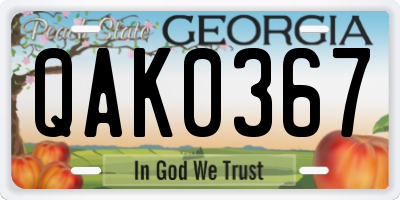 GA license plate QAK0367