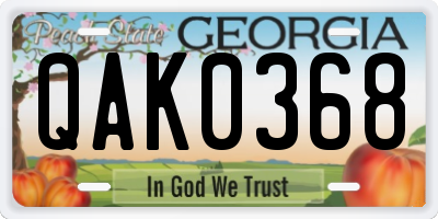 GA license plate QAK0368