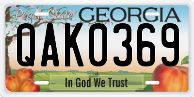 GA license plate QAK0369