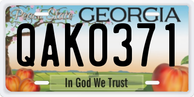GA license plate QAK0371