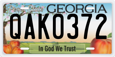 GA license plate QAK0372