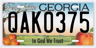 GA license plate QAK0375