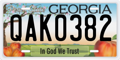 GA license plate QAK0382
