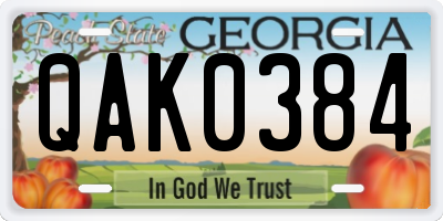 GA license plate QAK0384