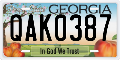 GA license plate QAK0387