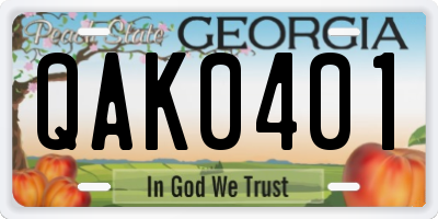 GA license plate QAK0401