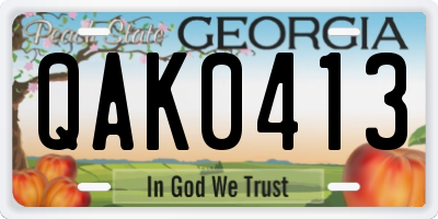 GA license plate QAK0413