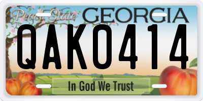 GA license plate QAK0414