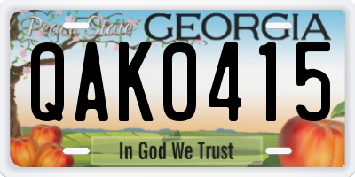 GA license plate QAK0415