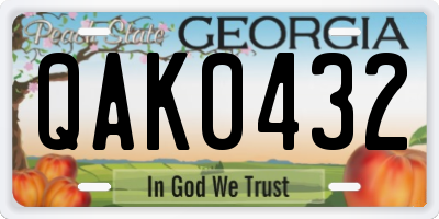 GA license plate QAK0432