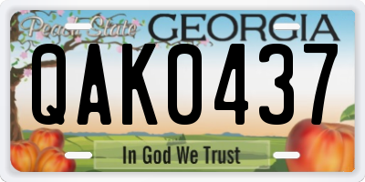 GA license plate QAK0437