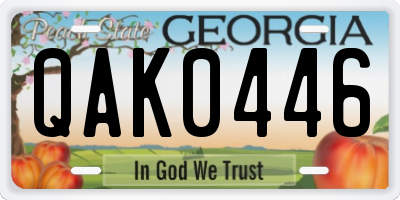 GA license plate QAK0446