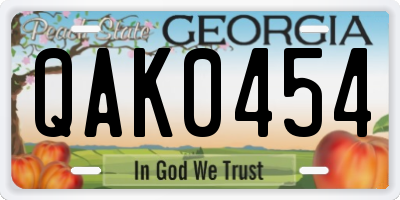 GA license plate QAK0454