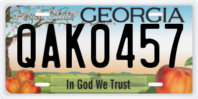 GA license plate QAK0457