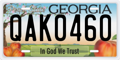 GA license plate QAK0460