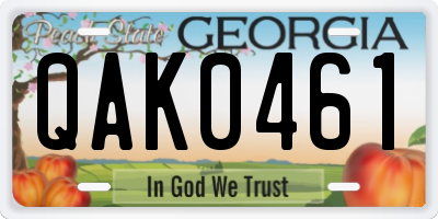 GA license plate QAK0461