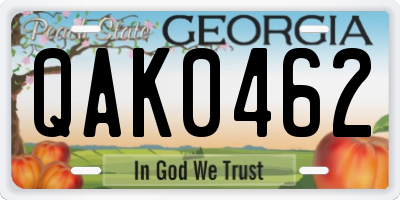 GA license plate QAK0462