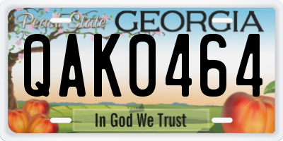 GA license plate QAK0464