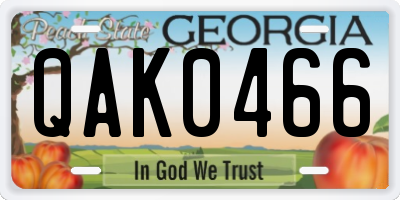 GA license plate QAK0466