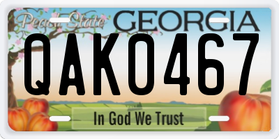 GA license plate QAK0467