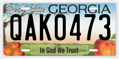 GA license plate QAK0473