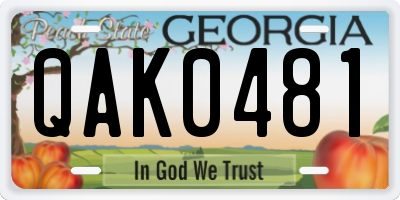 GA license plate QAK0481