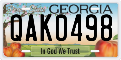 GA license plate QAK0498