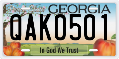 GA license plate QAK0501