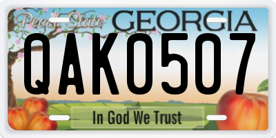GA license plate QAK0507