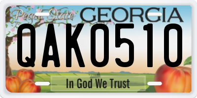 GA license plate QAK0510
