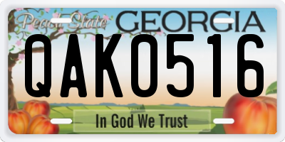 GA license plate QAK0516