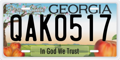 GA license plate QAK0517