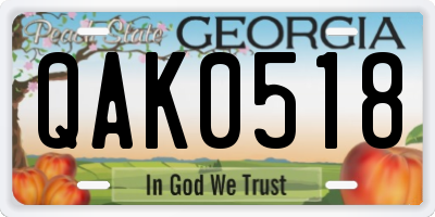 GA license plate QAK0518