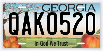 GA license plate QAK0520