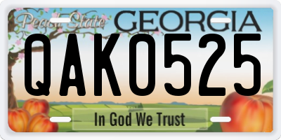 GA license plate QAK0525