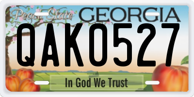 GA license plate QAK0527