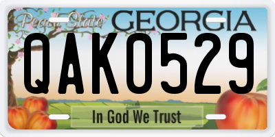 GA license plate QAK0529