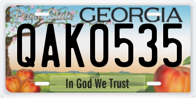 GA license plate QAK0535