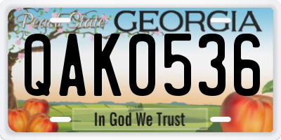 GA license plate QAK0536